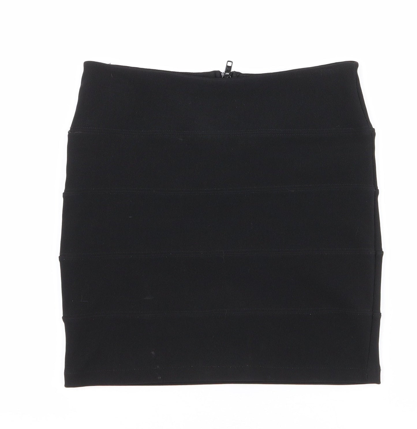 Topshop Womens Black  Polyester Mini Skirt Size 10   Zip