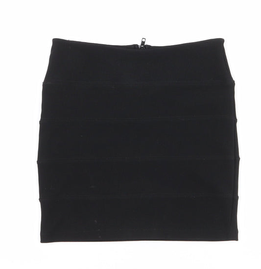 Topshop Womens Black  Polyester Mini Skirt Size 10   Zip