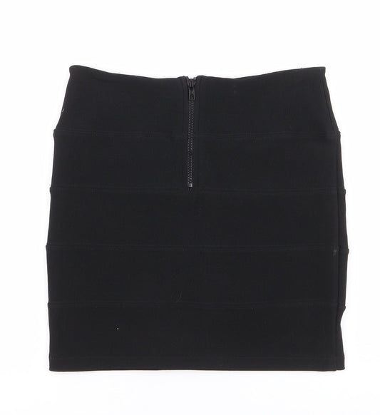 Topshop Womens Black  Polyester Mini Skirt Size 10   Zip
