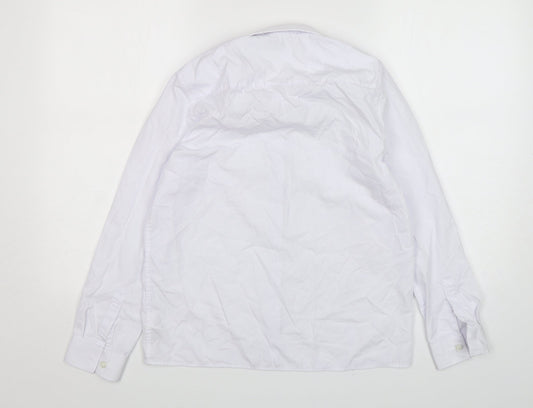 Marks and Spencer Boys White  Polyester Basic Button-Up Size 13-14 Years Collared Button