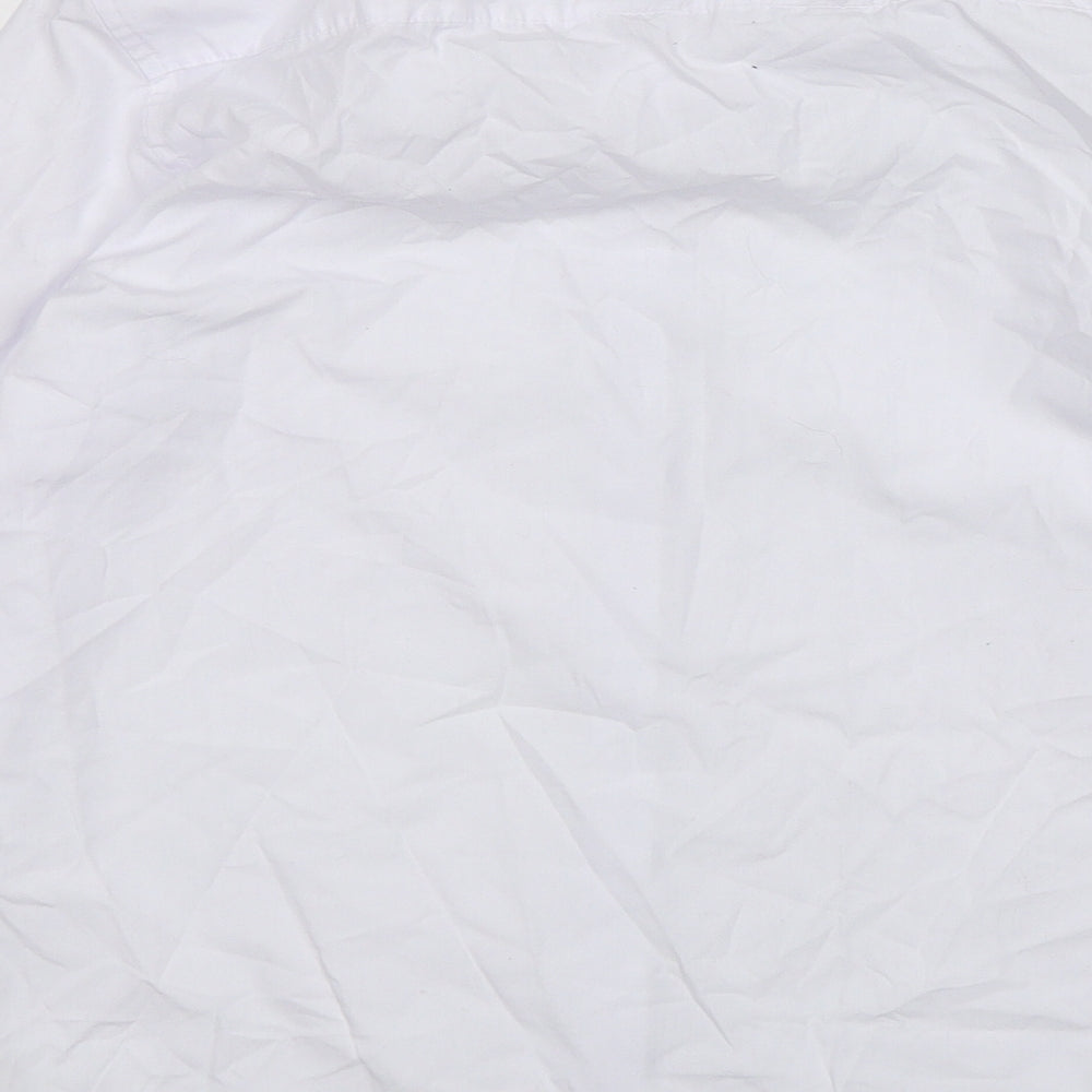 Marks and Spencer Boys White  Polyester Basic Button-Up Size 13-14 Years Collared Button