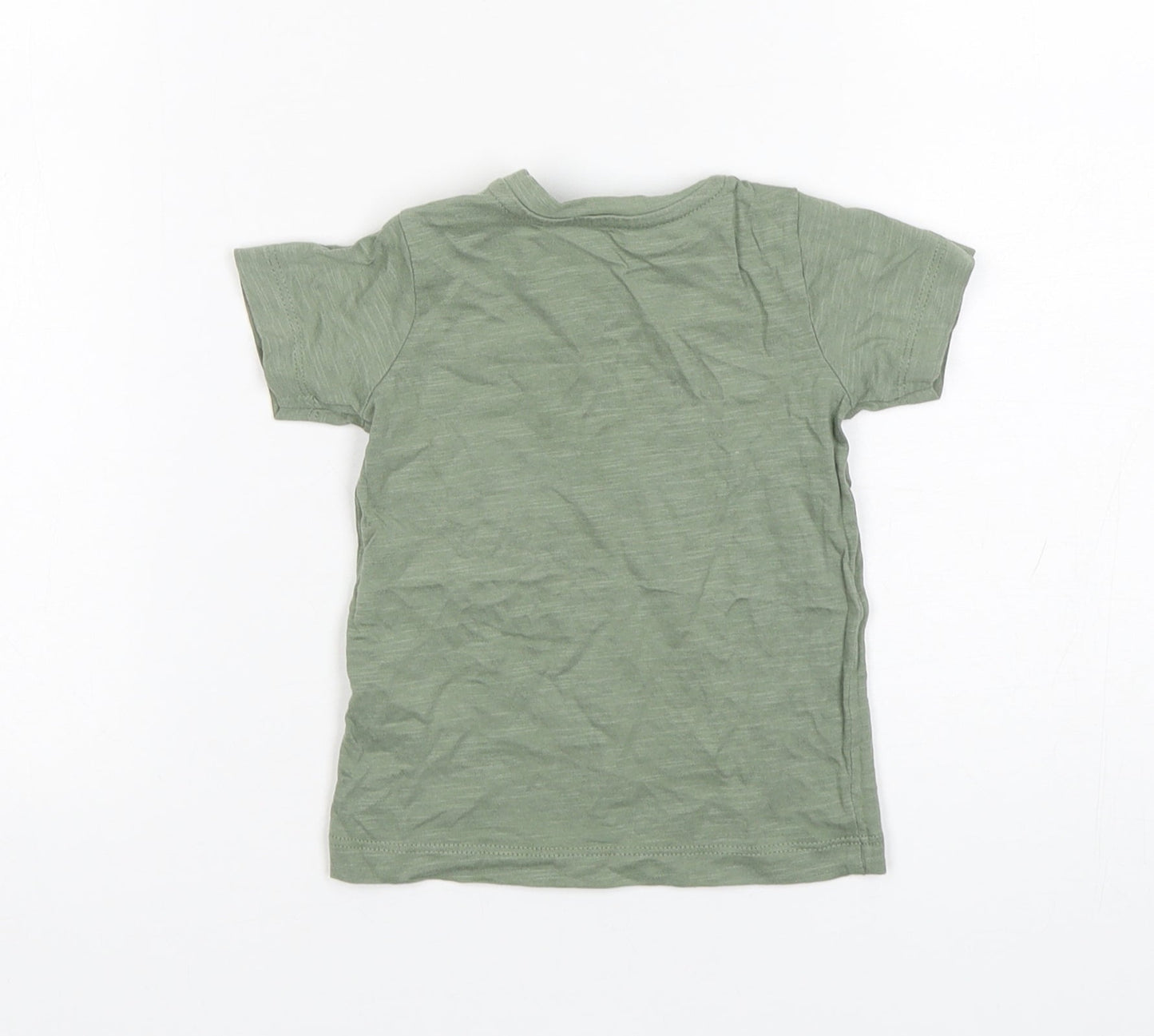 Matalan Boys Green  Cotton Basic T-Shirt Size 6-9 Months Round Neck Pullover