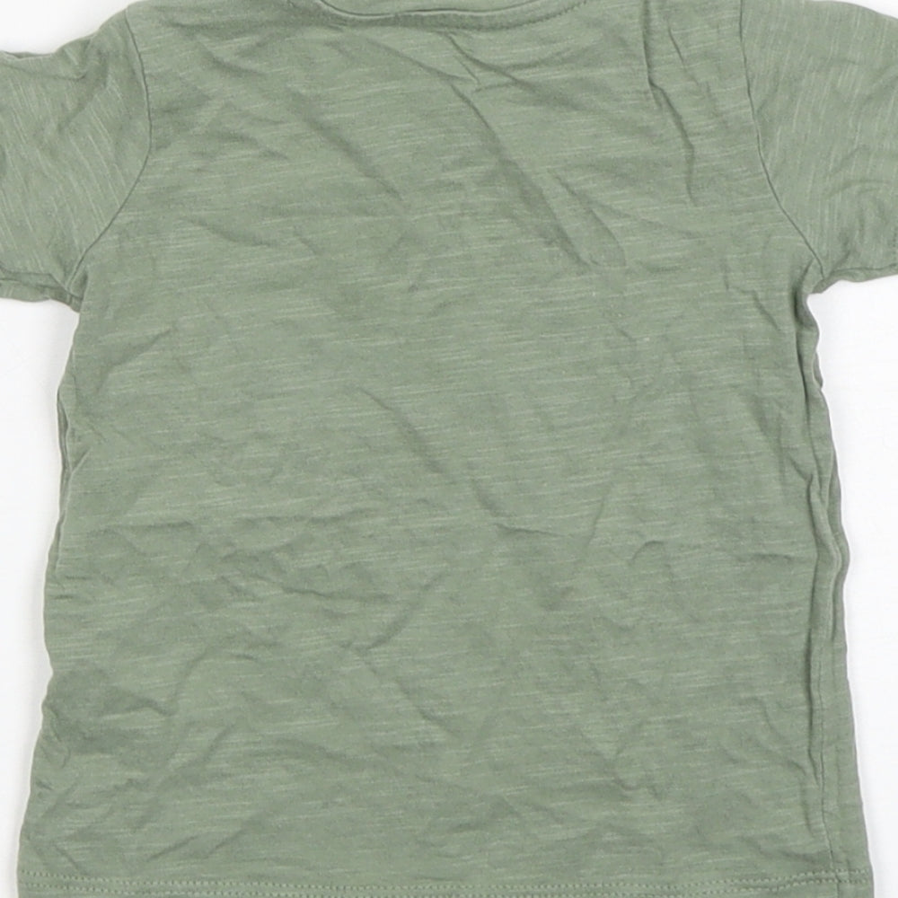 Matalan Boys Green  Cotton Basic T-Shirt Size 6-9 Months Round Neck Pullover