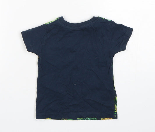 Matalan  Boys Multicoloured Floral Polyester Basic T-Shirt Size 9-12 Months Round Neck Pullover - DInosaur