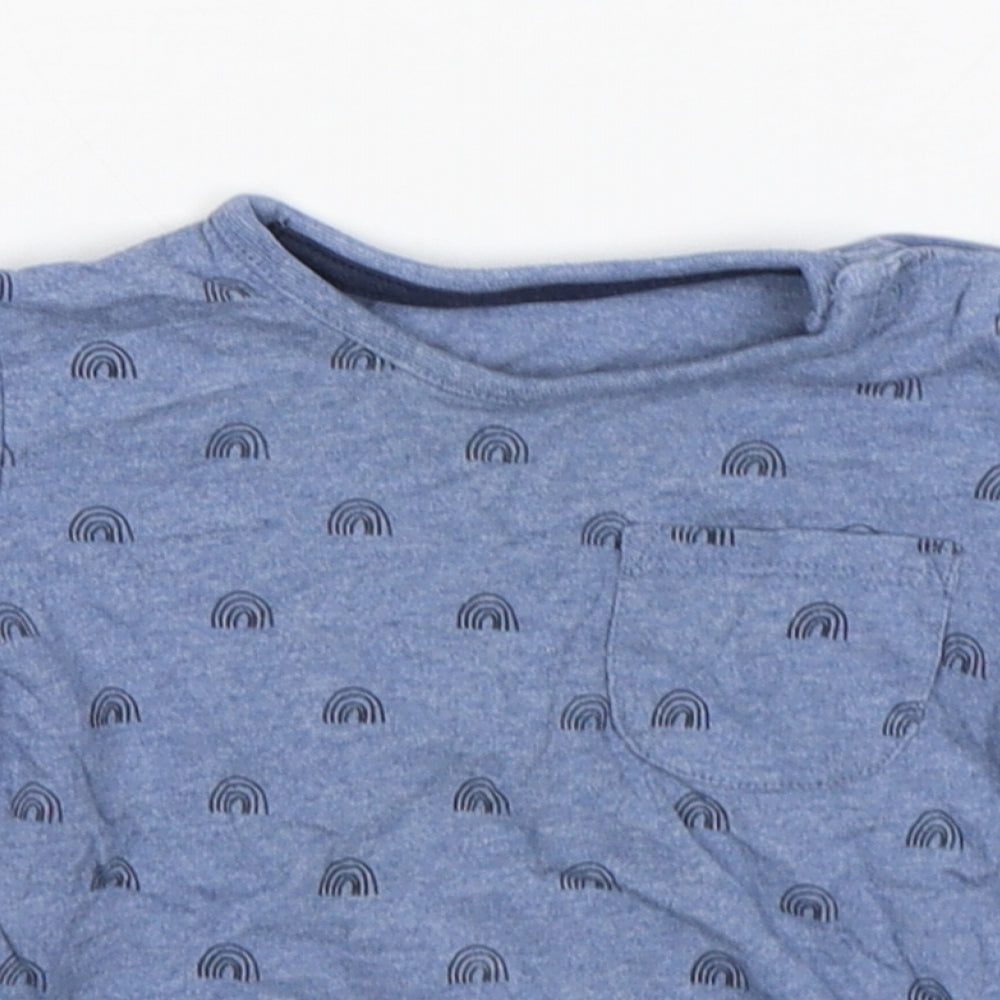 George Boys Blue Spotted Cotton Basic T-Shirt Size 9-12 Months Round Neck Pullover