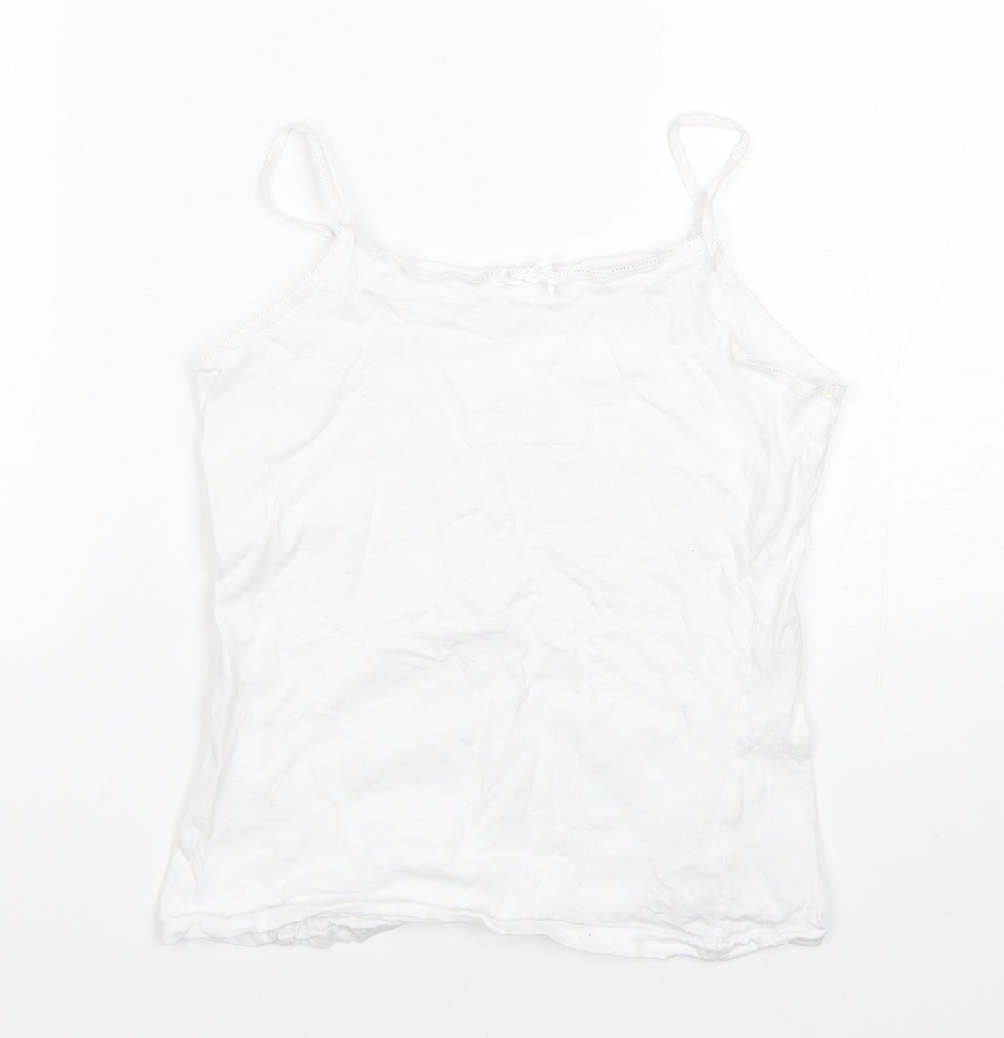 Primark Girls White  Cotton Camisole Tank Size 11-12 Years Round Neck Pullover
