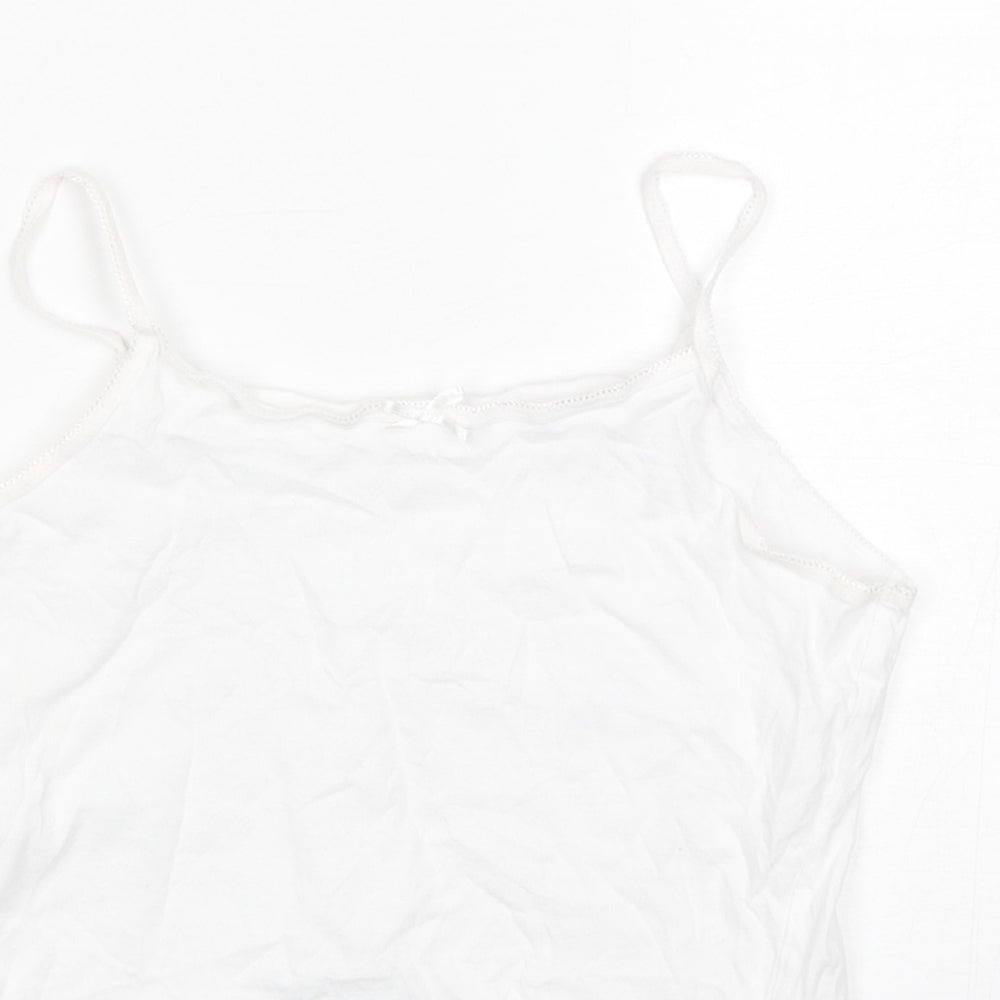 Primark Girls White  Cotton Camisole Tank Size 11-12 Years Round Neck Pullover