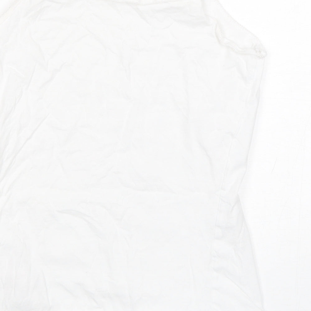 Primark Girls White  Cotton Camisole Tank Size 11-12 Years Round Neck Pullover