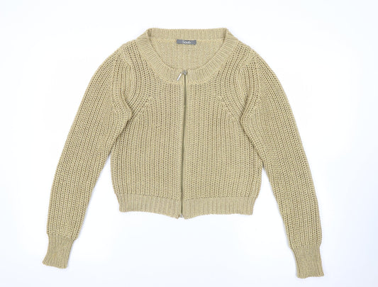 South Womens Gold Crew Neck  Acrylic Full Zip Jumper Size 10