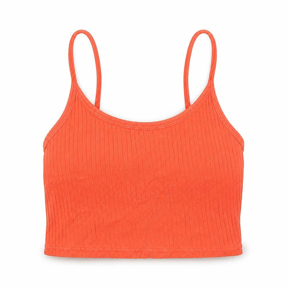 Topshop Womens Orange  Cotton Cropped Tank Size 4 Round Neck