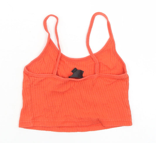 Topshop Womens Orange  Cotton Cropped Tank Size 4 Round Neck