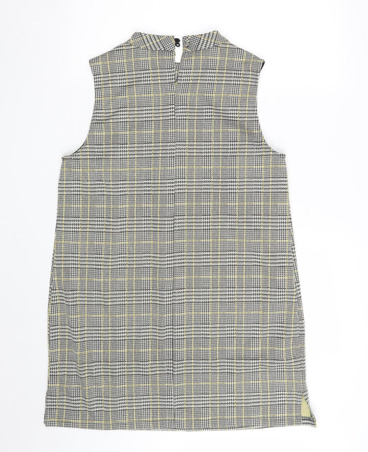 Dorothy Perkins Womens Grey Check Polyester Basic Blouse Size 14 Round Neck