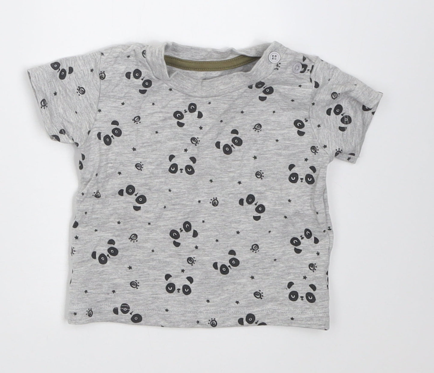 Matalan Boys Grey Geometric Cotton Basic T-Shirt Size 0-3 Months Crew Neck Pullover