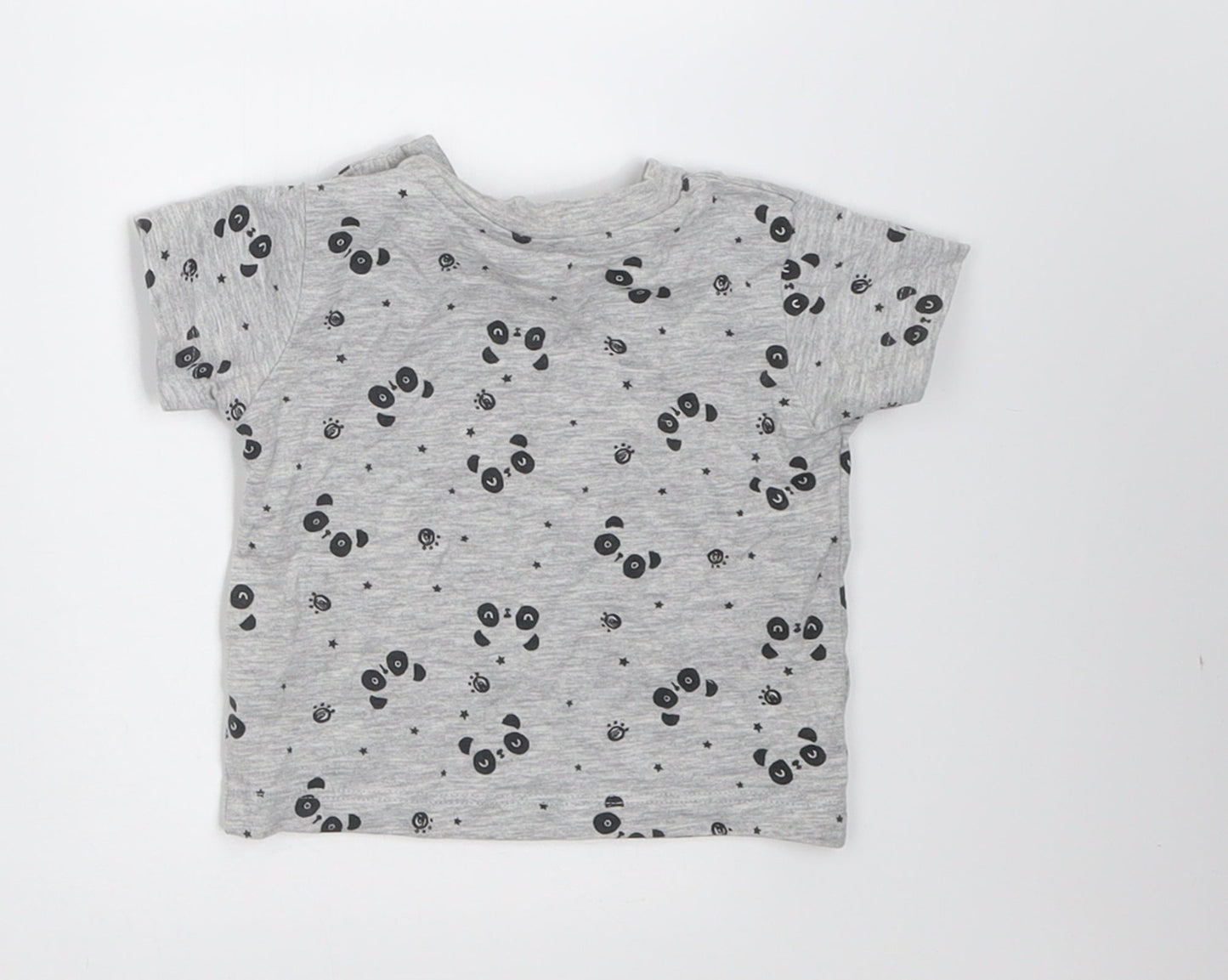 Matalan Boys Grey Geometric Cotton Basic T-Shirt Size 0-3 Months Crew Neck Pullover