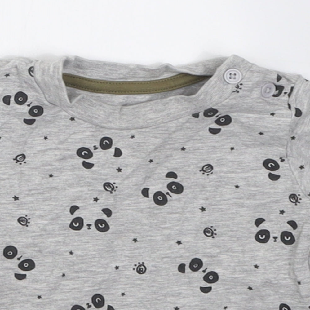 Matalan Boys Grey Geometric Cotton Basic T-Shirt Size 0-3 Months Crew Neck Pullover