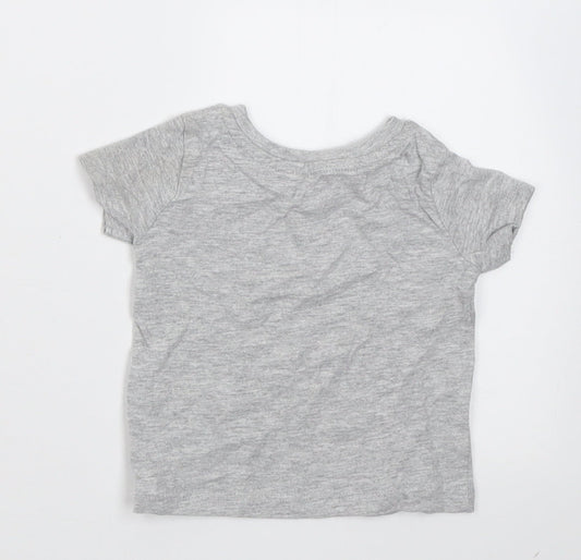 Peacocks Boys Grey  Cotton Basic T-Shirt Size 0-3 Months Crew Neck Pullover - Bear Hugs