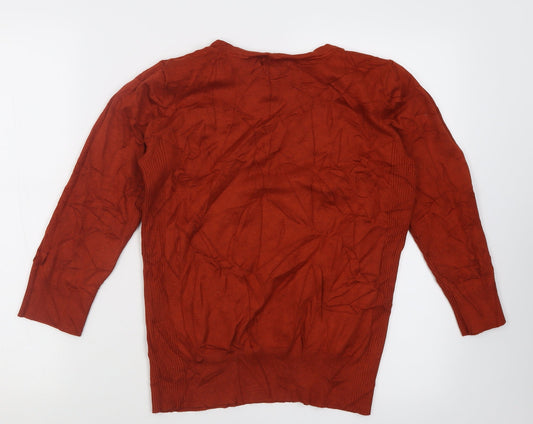 Red Herring Womens Brown Crew Neck  Viscose Pullover Jumper Size 14