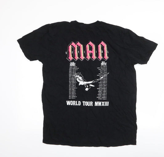 Boohoo Mens Black  Polyester  T-Shirt Size M Round Neck  - world tour