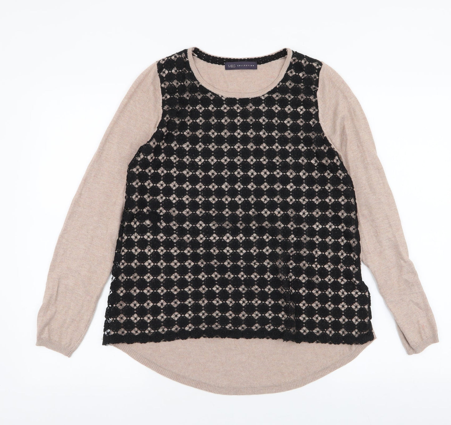 Marks and Spencer Womens Brown Round Neck  Viscose Pullover Jumper Size 8
