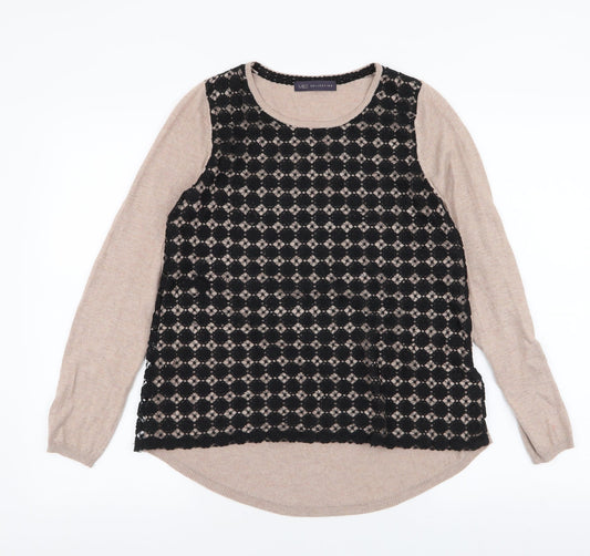 Marks and Spencer Womens Brown Round Neck  Viscose Pullover Jumper Size 8
