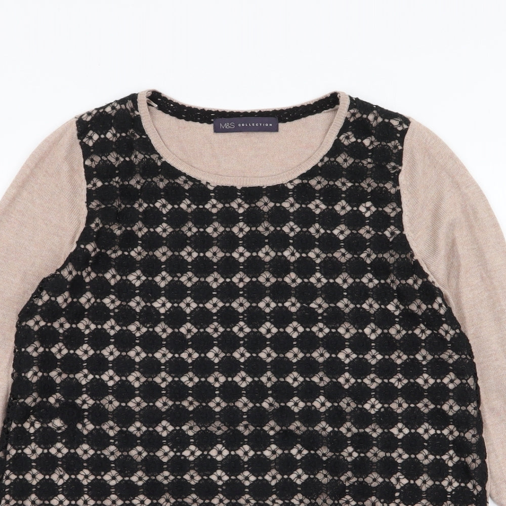 Marks and Spencer Womens Brown Round Neck  Viscose Pullover Jumper Size 8