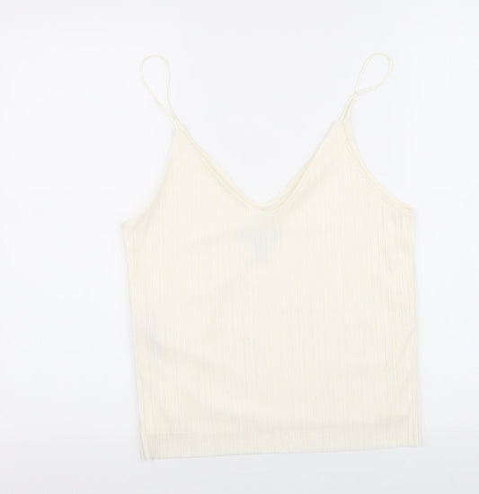 New Look Womens Ivory Striped Polyester Camisole Tank Size 10 V-Neck
