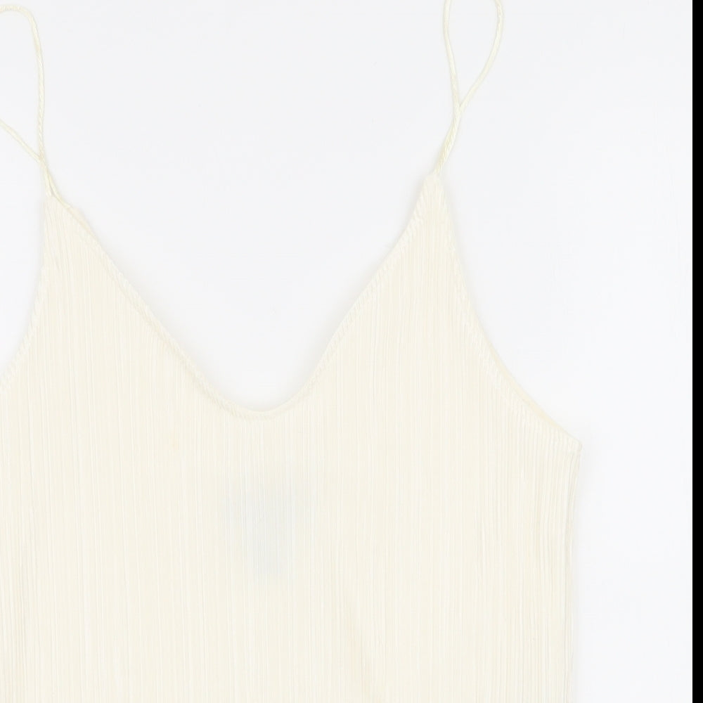 New Look Womens Ivory Striped Polyester Camisole Tank Size 10 V-Neck