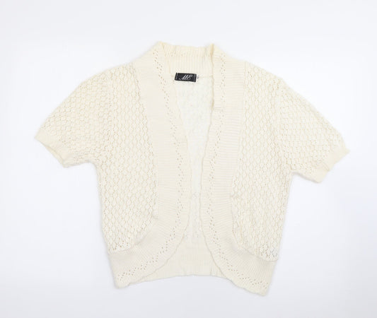 ME Womens Ivory V-Neck  Cotton Cardigan Jumper Size M