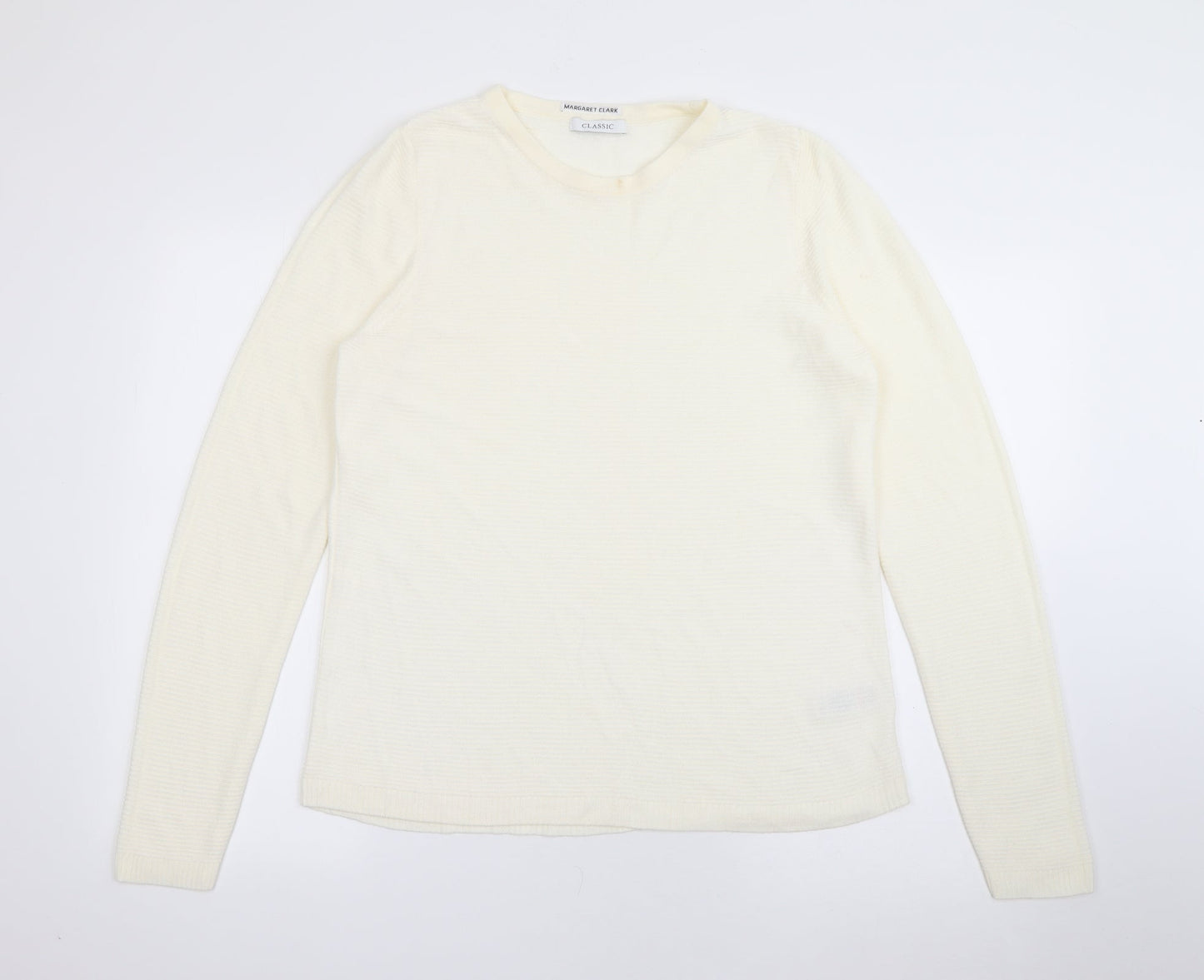 Marks and Spencer Womens Ivory Crew Neck  Acrylic Pullover Jumper Size 14