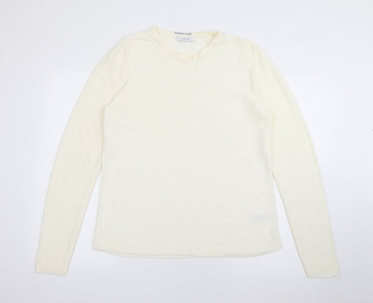 Marks and Spencer Womens Ivory Crew Neck  Acrylic Pullover Jumper Size 14