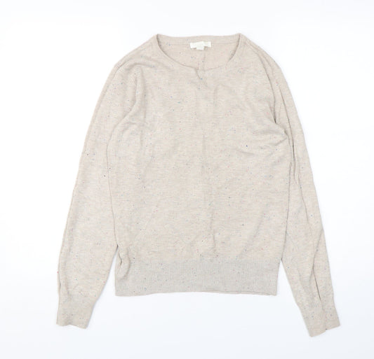 H&M Womens Beige Round Neck  Viscose Pullover Jumper Size XS