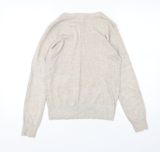 H&M Womens Beige Round Neck  Viscose Pullover Jumper Size XS
