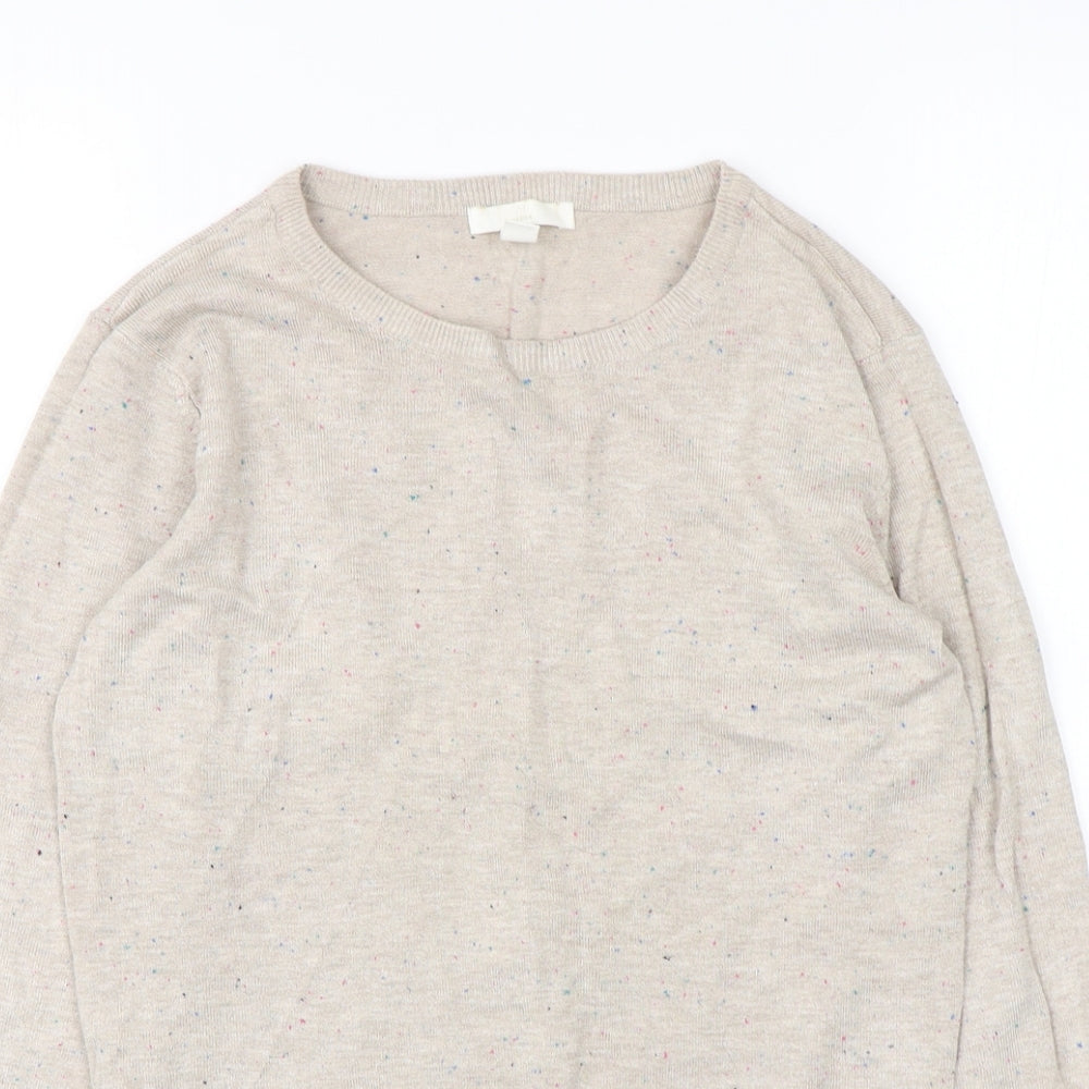 H&M Womens Beige Round Neck  Viscose Pullover Jumper Size XS