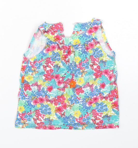 Mothercare Girls Multicoloured Floral Cotton Basic Tank Size 5 Years Round Neck Pullover