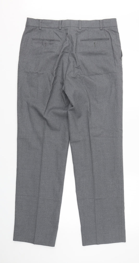 Merit  Womens Grey  Polyester Trousers  Size 36 L32 in Regular
