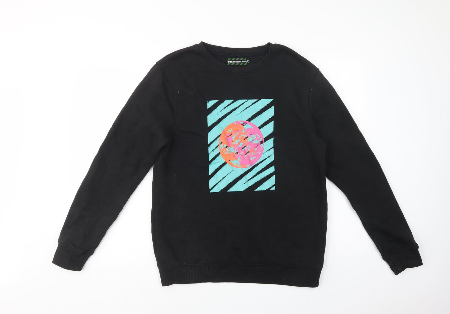 Urban Threads Womens Black  Cotton Pullover Sweatshirt Size M  Pullover