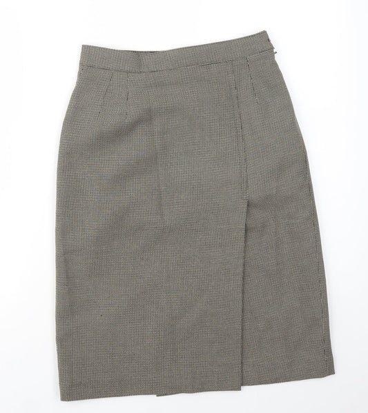 Choise Womens Beige Geometric Viscose A-Line Skirt Size 10   Button