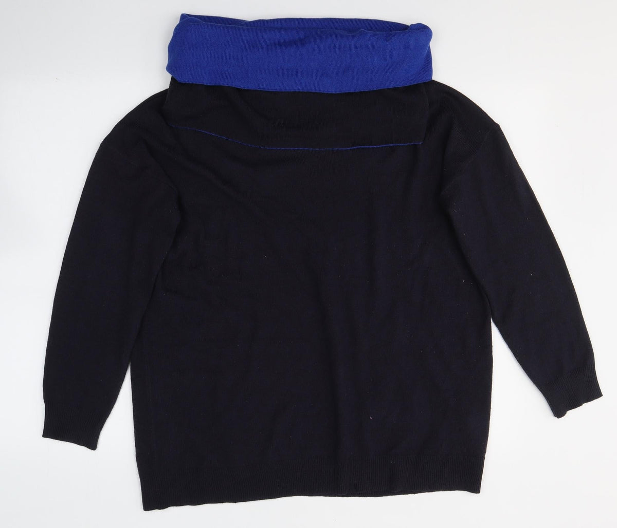M&Co Womens Blue  Acrylic Jersey Blouse Size 14 Roll Neck