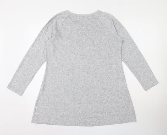Marks and Spencer Womens Grey Round Neck  Polyester Pullover Jumper Size 14