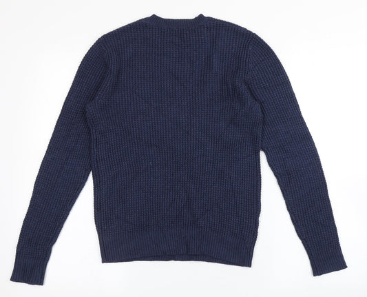 Mango Womens Blue Round Neck  Viscose Pullover Jumper Size S