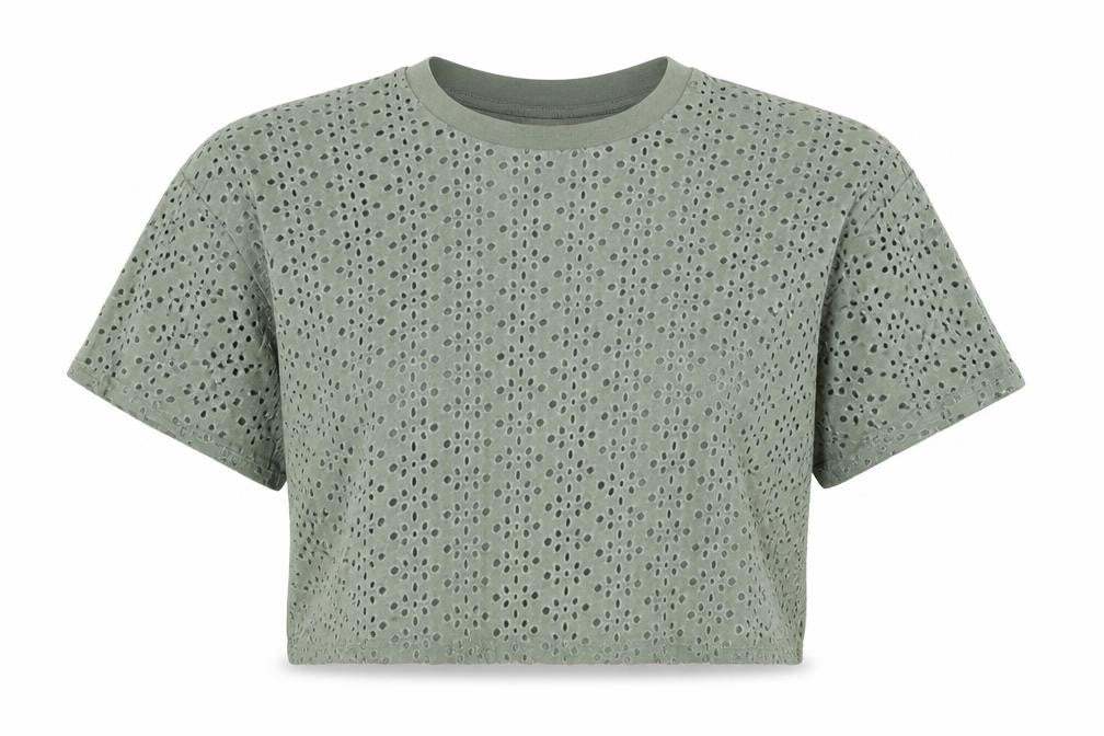 Miss Selfridge Womens Green  100% Cotton Cropped Polo Size L Round Neck