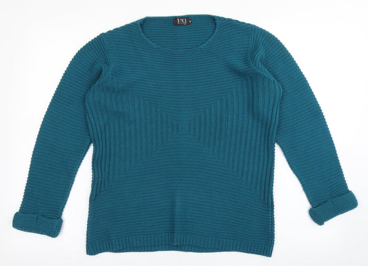 IY Womens Blue Scoop Neck  Acrylic Pullover Jumper Size S