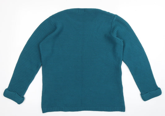 IY Womens Blue Scoop Neck  Acrylic Pullover Jumper Size S