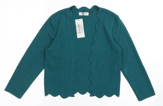 Soon Womens Green V-Neck  Viscose Shrug Jumper Size S