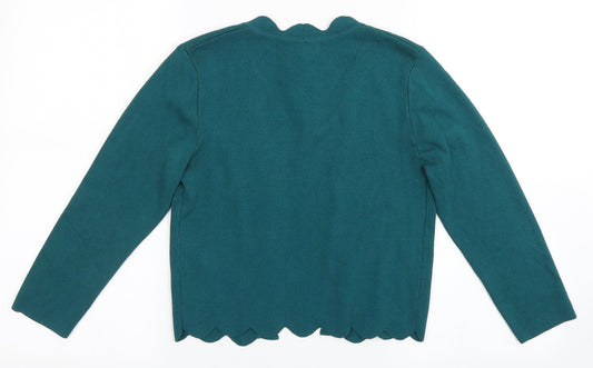 Soon Womens Green V-Neck  Viscose Shrug Jumper Size S