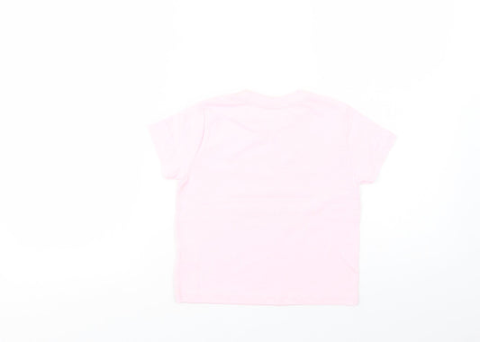 Rabbit Skins Girls Pink  Cotton Basic T-Shirt Size 4 Years Crew Neck Pullover - Cruisin'