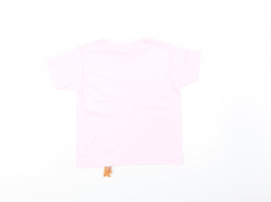 Pirana Joe Girls Pink  Cotton Basic T-Shirt Size 4 Years Crew Neck Pullover