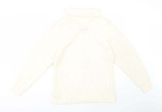 Topshop Womens Ivory Roll Neck  Acrylic Pullover Jumper Size 6