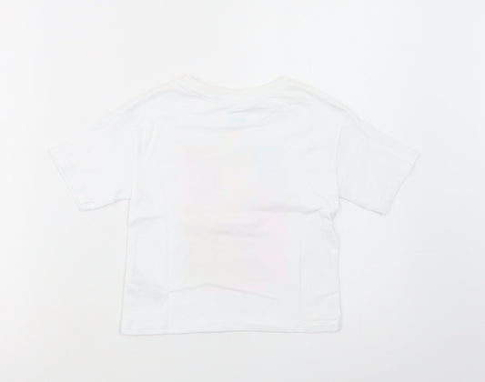 NEXT Girls White  Cotton Basic T-Shirt Size 3 Years Crew Neck Pullover - Miami