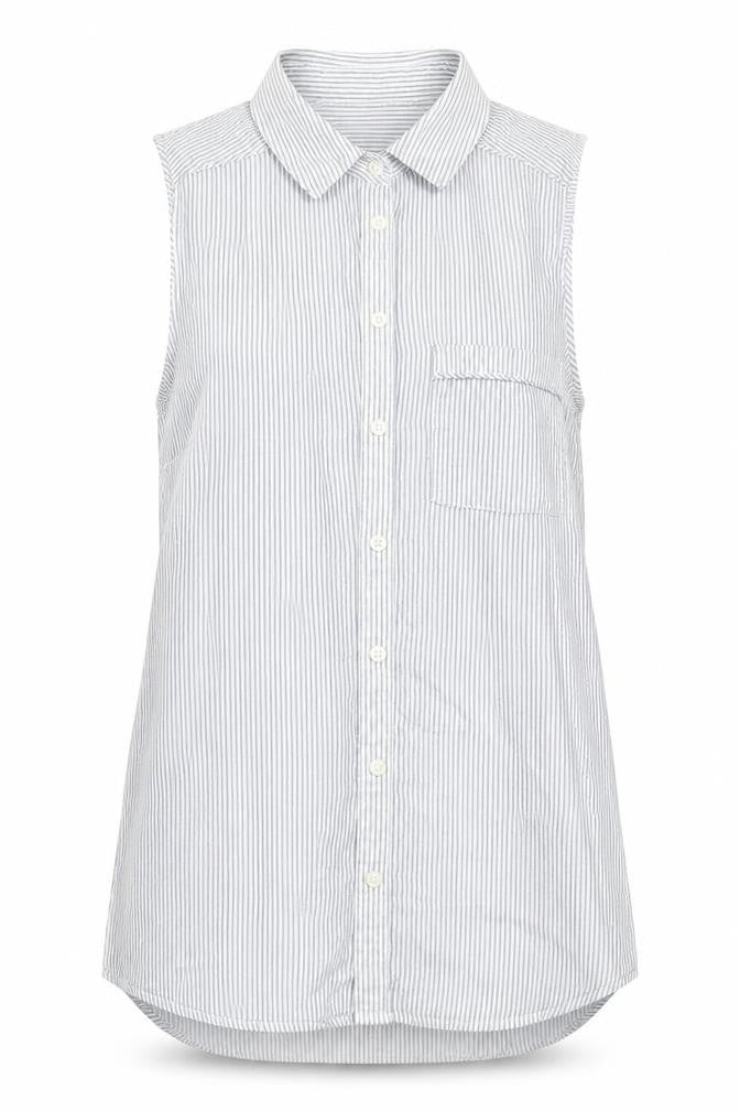 New Look Womens Blue Striped Cotton Basic Button-Up Size 8 Collared